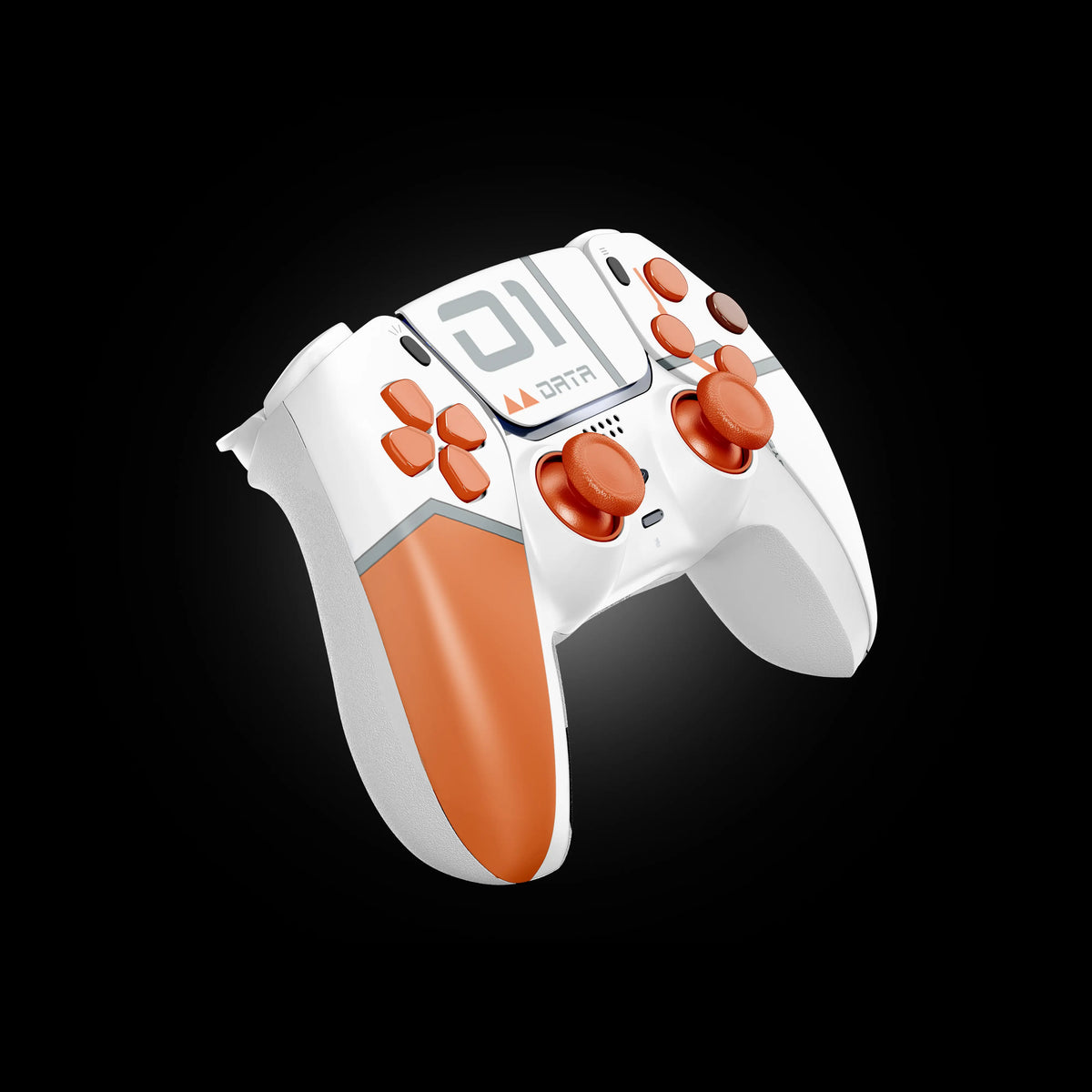 view of MODDEDZONE VITALWATCH PS5 controller showing tactical futuristic design, MZ Titan OS interface, and customizable mods