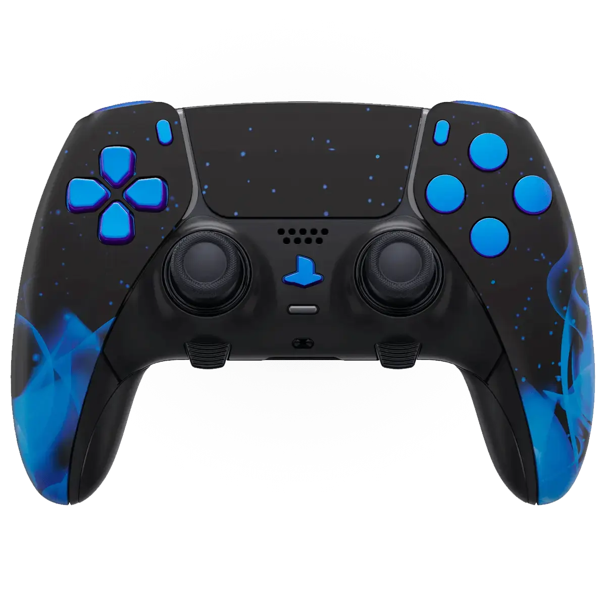 ModdedZone Blue Fire PS5 DualSense Edge custom modded wireless controller in a blue flame design