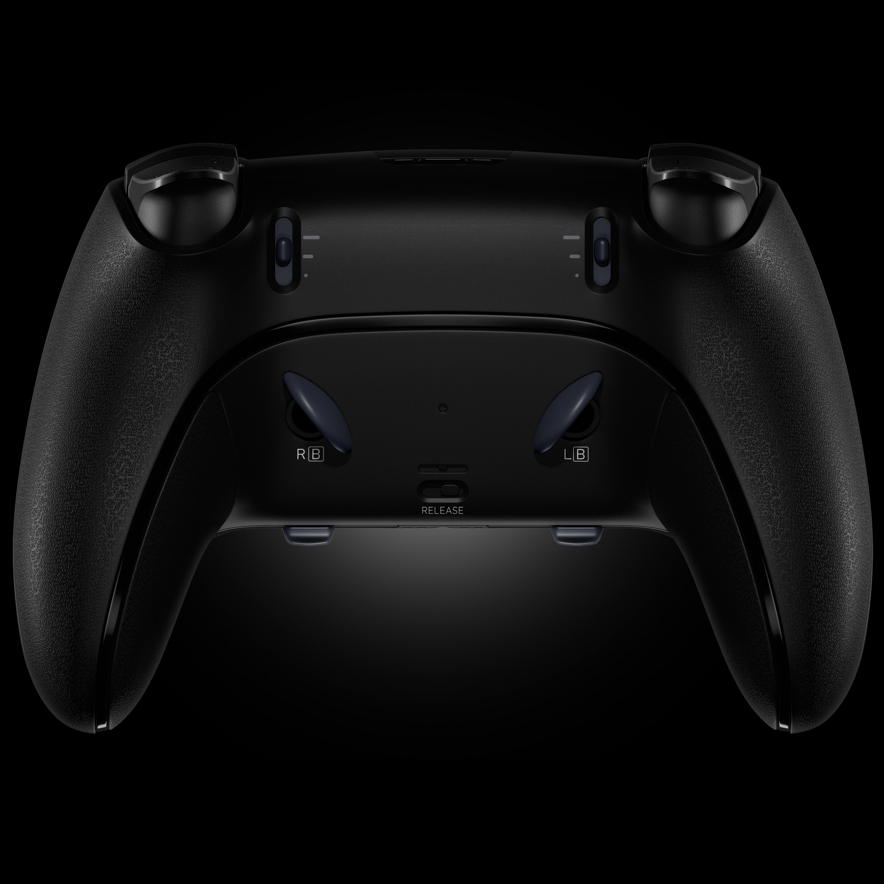 Black gaming controller on a transparent background