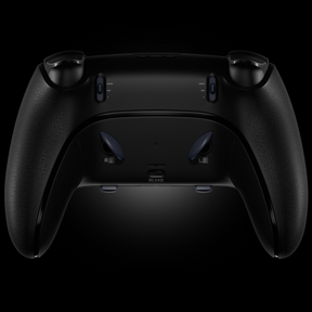 Black gaming controller on a transparent background