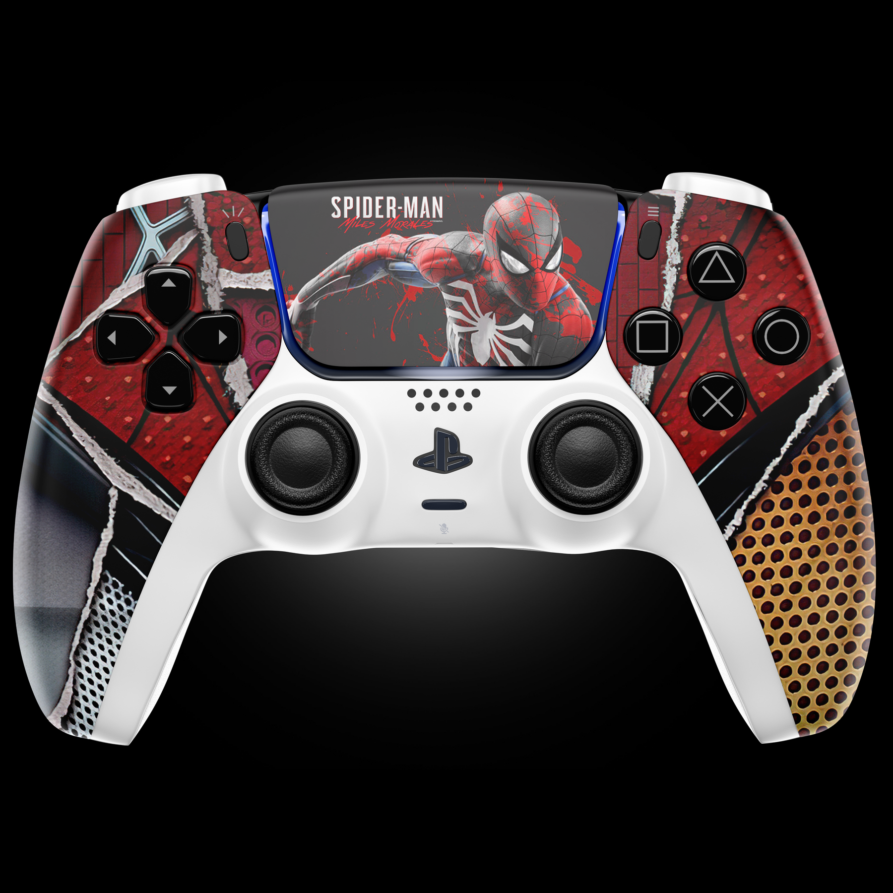 MODDEDZONE SPIDER PS5 Custom Modded Controller with web-inspired design, MZ Titan OS, and advanced gaming mods for competitive players