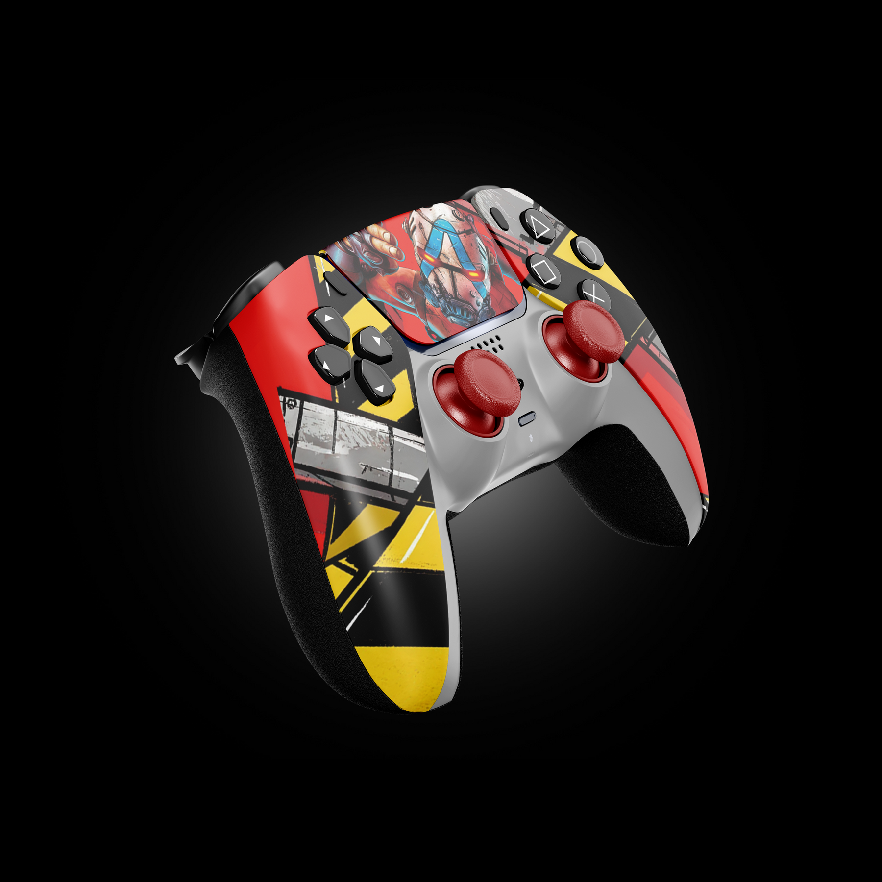 MODDEDZONE BORDER PS5 controller showing tactical design, textured grips, and MZ Titan OS mod interface