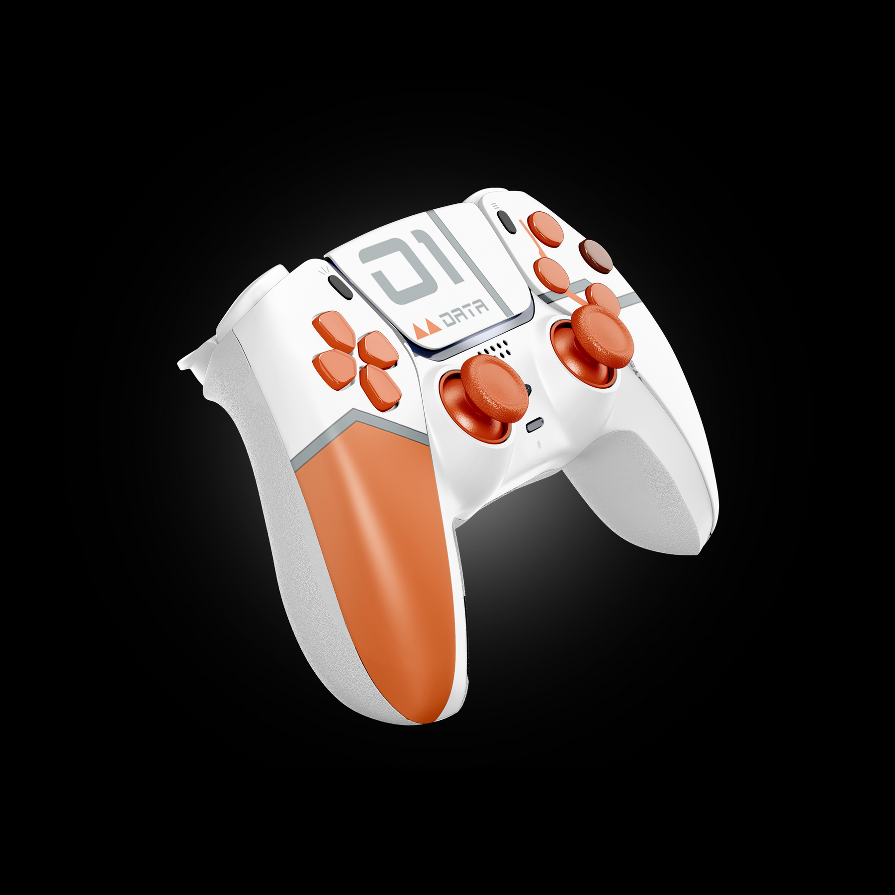 view of MODDEDZONE VITALWATCH PS5 controller showing tactical futuristic design, MZ Titan OS interface, and customizable mods