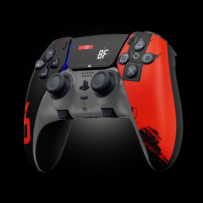 Side angle of MODDEDZONE BATTLEBORN PS5 DualSense Edge controller with ergonomic design and precision mod triggers