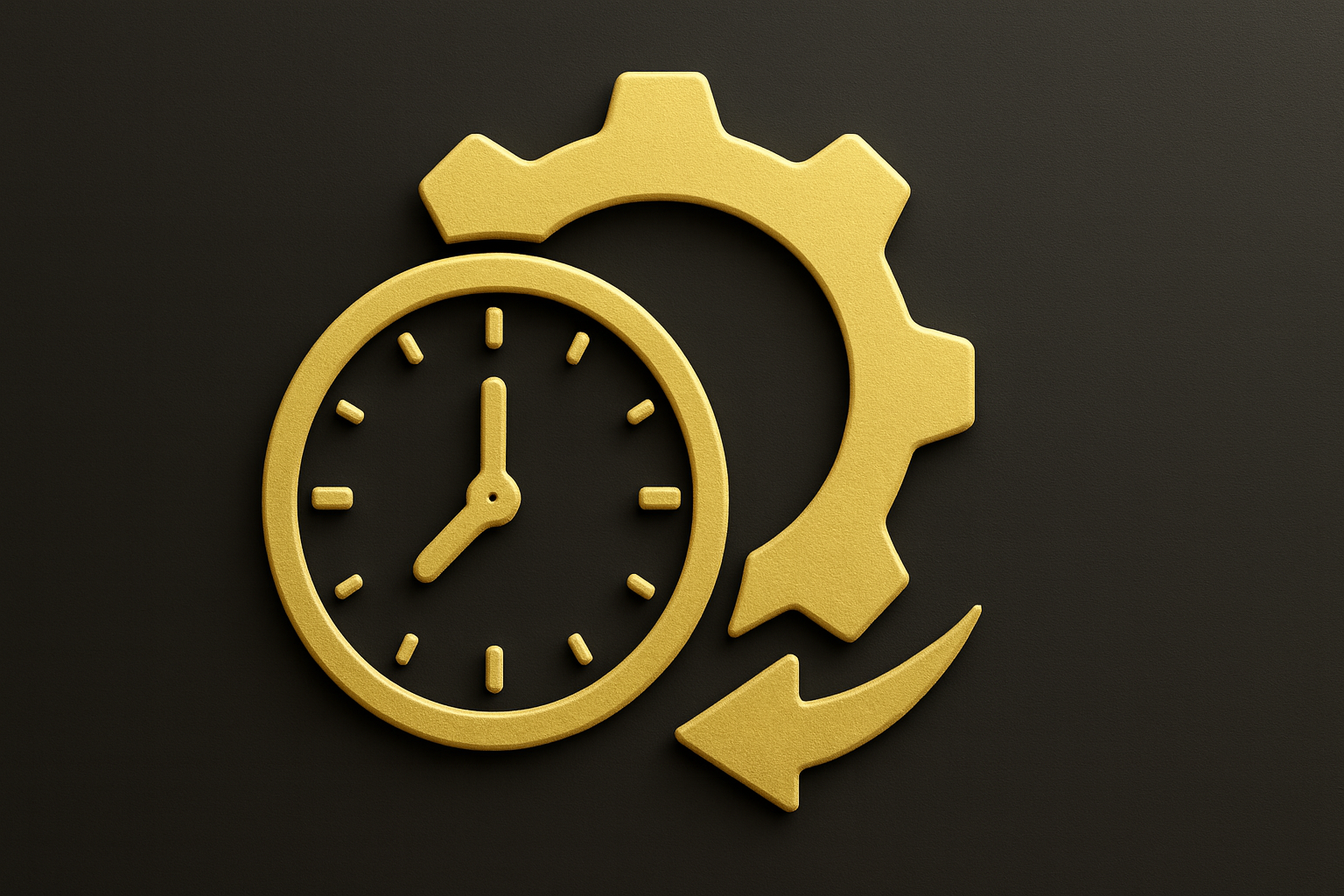 Gold clock and gear icon representing same day controller assembly service for fast order processing at MODDEDZONE.