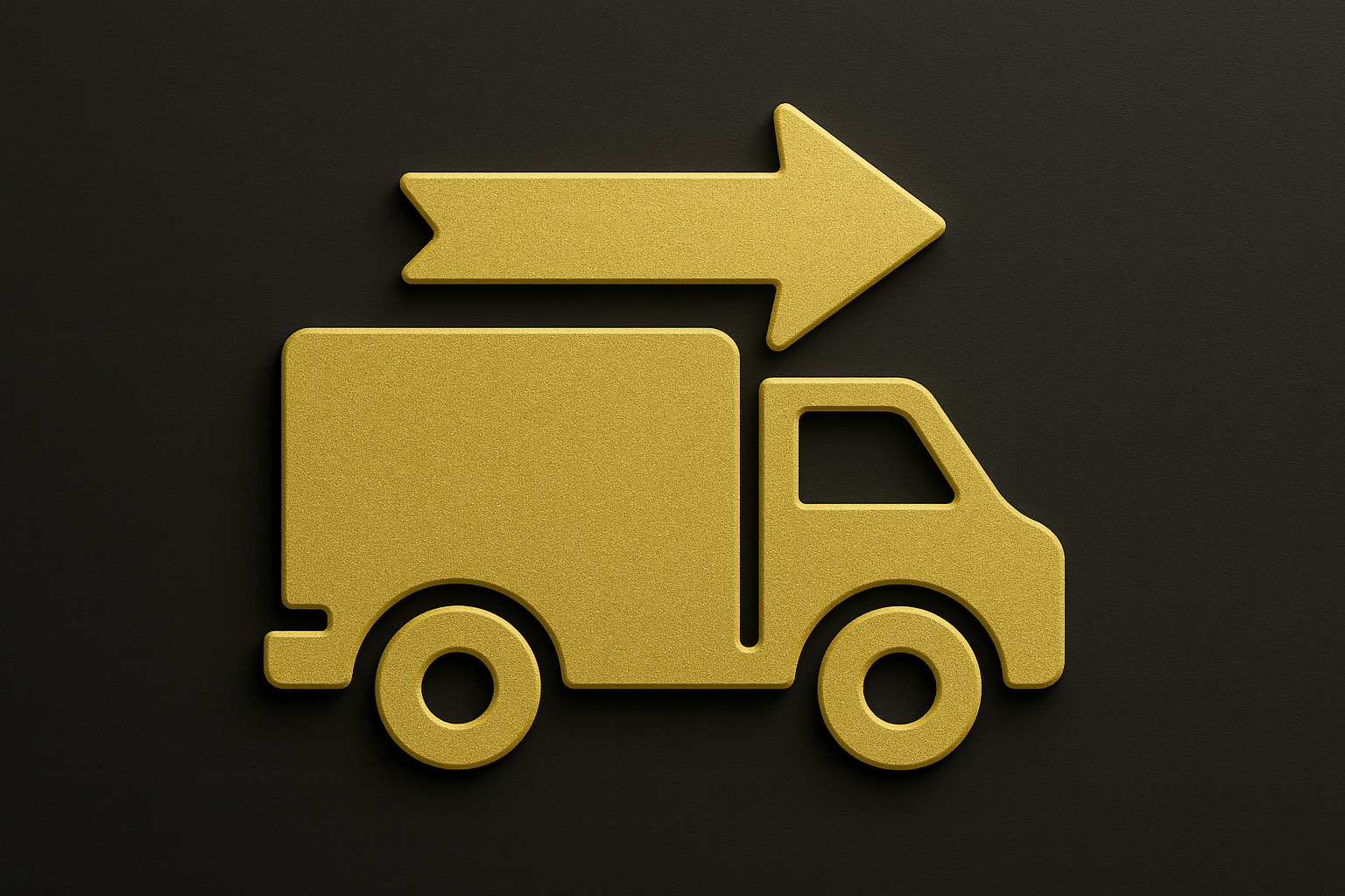 Golden delivery truck icon with arrow representing MODDEDZONE expedited shipping option for fast holiday delivery.