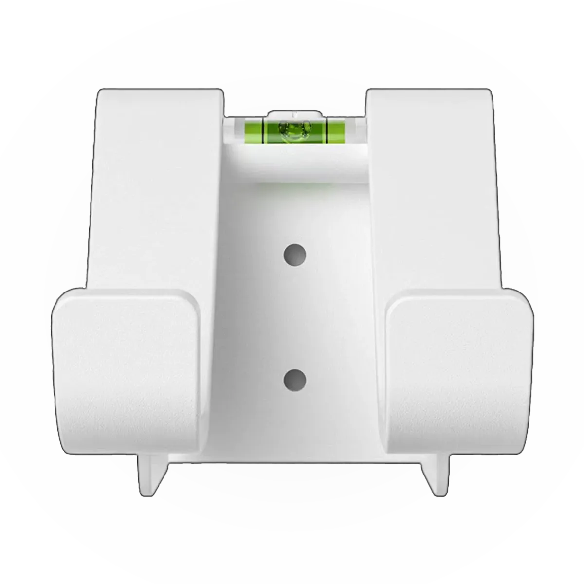 Promotional image showing white PS5 controllers mounted on a wall with a no-drill wall mount bracket.