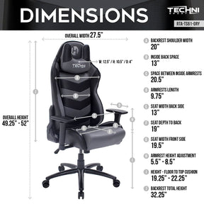 TS61 Grey Comfort+ Gaming Chair - ModdedZone