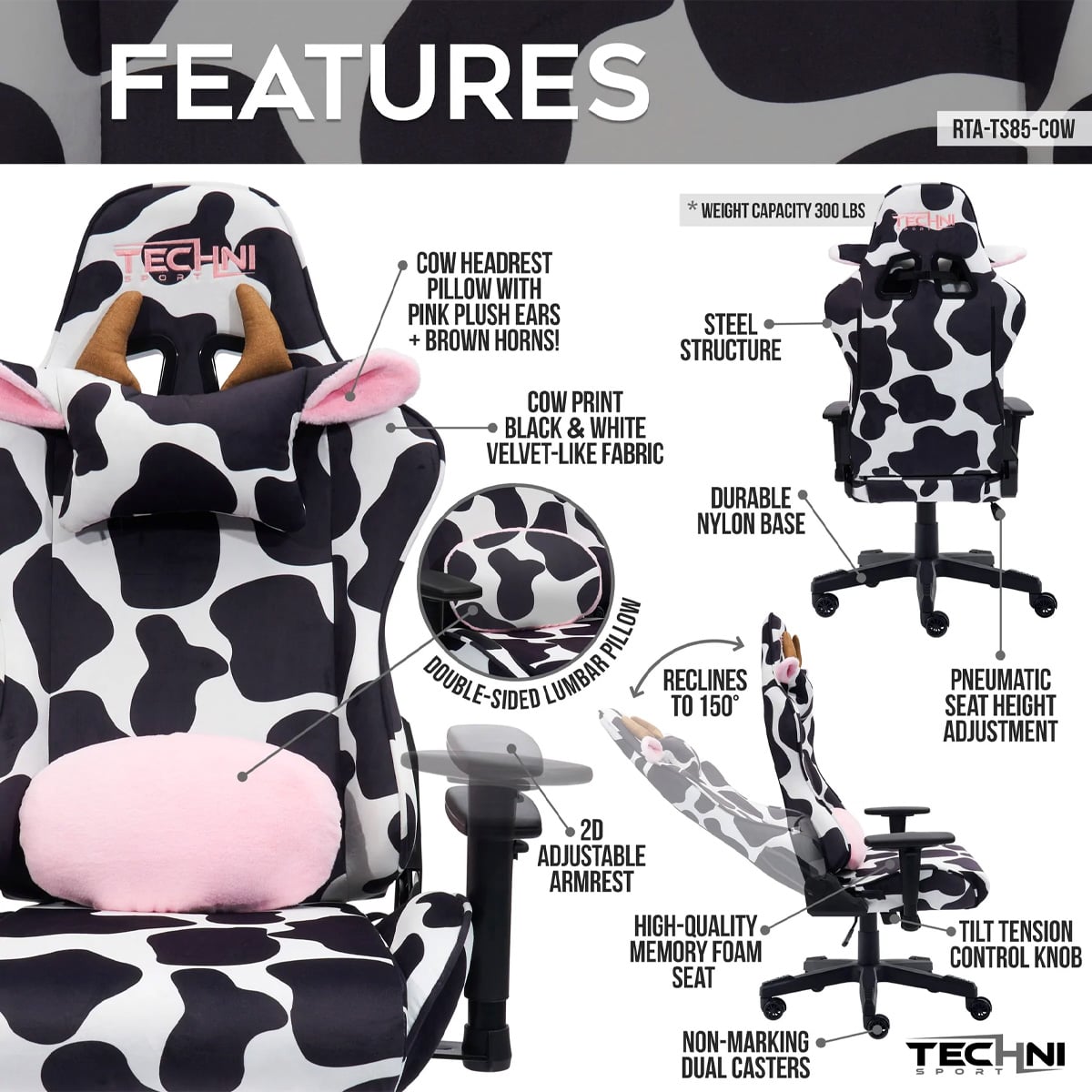 Cow Print Gaming Chair - ModdedZone